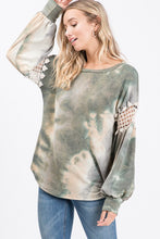 Load image into Gallery viewer, Olive crochet &amp; tie dye top