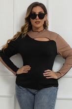 Load image into Gallery viewer, Plus Size Two-Tone Cutout Long Sleeve Top