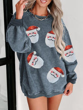 Load image into Gallery viewer, Sequin Santa Patch Ribbed Sweatshirt