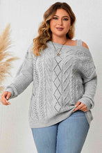 Load image into Gallery viewer, Plus Size Cold Shoulder Asymmetrical Cable-Knit Top