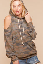 Load image into Gallery viewer, Camo cold shoulder hoodie