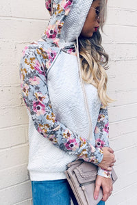 Floral Print Quilted Double Hoodie