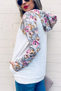 Floral Print Quilted Double Hoodie