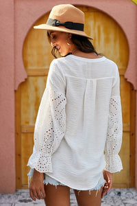 Eyelet Button Up Tops