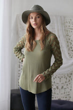 Load image into Gallery viewer, Olive Thermal Fishnet Lace Top
