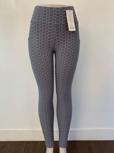 Full Length Bubble Honeycomb Leggings with Pockets