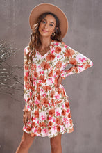 Load image into Gallery viewer, Floral Smocked Tie-Neck Frill Trim Dress