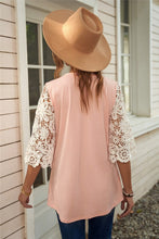 Load image into Gallery viewer, Pink Lace Sleeves Tunic Top