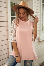 Load image into Gallery viewer, Pink Lace Sleeves Tunic Top
