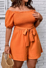 Load image into Gallery viewer, Plus Size Smocked Tie Belt Romper