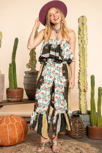 Multi printed ruffle jumpsuit