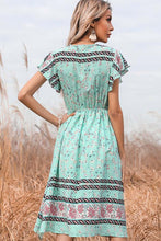 Load image into Gallery viewer, Aqua Flutter Short Sleeve Floral Dress