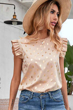 Load image into Gallery viewer, Golden Polka Dot Print Ruffle Top