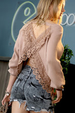 Load image into Gallery viewer, Latte Lace open back detail pullover sweater