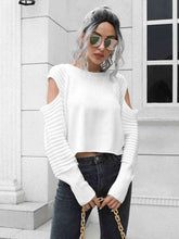 Load image into Gallery viewer, Cold-Shoulder Ribbed Trim Sweater