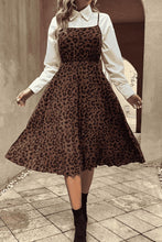 Load image into Gallery viewer, Leopard Print Spaghetti Straps Straight Neck Midi Dress