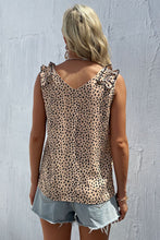 Load image into Gallery viewer, Leopard Frill Trim V-Neck Tank