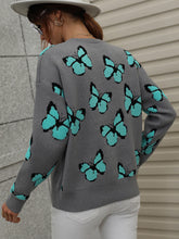 Load image into Gallery viewer, Woven Right Butterfly Dropped Shoulder Crewneck Sweater