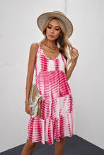 Load image into Gallery viewer, Tie-Dye Frill Trim Spaghetti Strap Dress