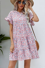 Load image into Gallery viewer, Ditsy Floral Flounce Sleeve Tiered Dress