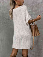 Load image into Gallery viewer, Short Sleeve Sweater Dress with Pockets