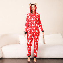 Load image into Gallery viewer, Santa Print Hooded Jumpsuit
