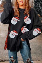 Load image into Gallery viewer, Sequin Santa Round Neck Slit Sweatshirt