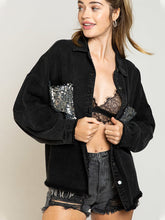 Load image into Gallery viewer, Sequin Detail Long Sleeve Denim Jacket