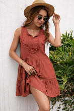 Load image into Gallery viewer, Tassel Tie Lace Trim Sleeveless Dress