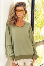 Load image into Gallery viewer, BiBi Waffle Knit Contrast Trim Long Sleeve T-Shirt