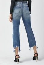 Load image into Gallery viewer, RISEN High Waist Distressed Frayed Hem Cropped Straight Jeans