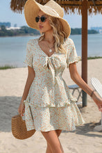 Load image into Gallery viewer, Floral Tie Front V-Neck Mini Dress