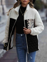 Load image into Gallery viewer, Leopard Color Block Zip-Up Jacket