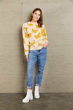 Load image into Gallery viewer, Woven Right Butterfly Dropped Shoulder Crewneck Sweater