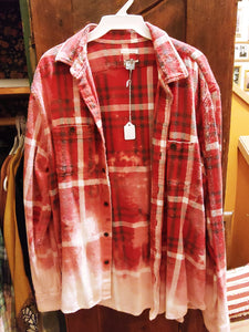 Red & Navy hand dipped vintage flannel Large