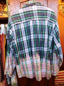 Blue & Green hand dipped vintage flannel XL
