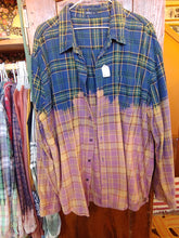 Load image into Gallery viewer, Blue &amp; Mauve hand dipped vintage flannel XXL