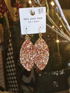 Rose Gold Glitter Faux Leather earrings