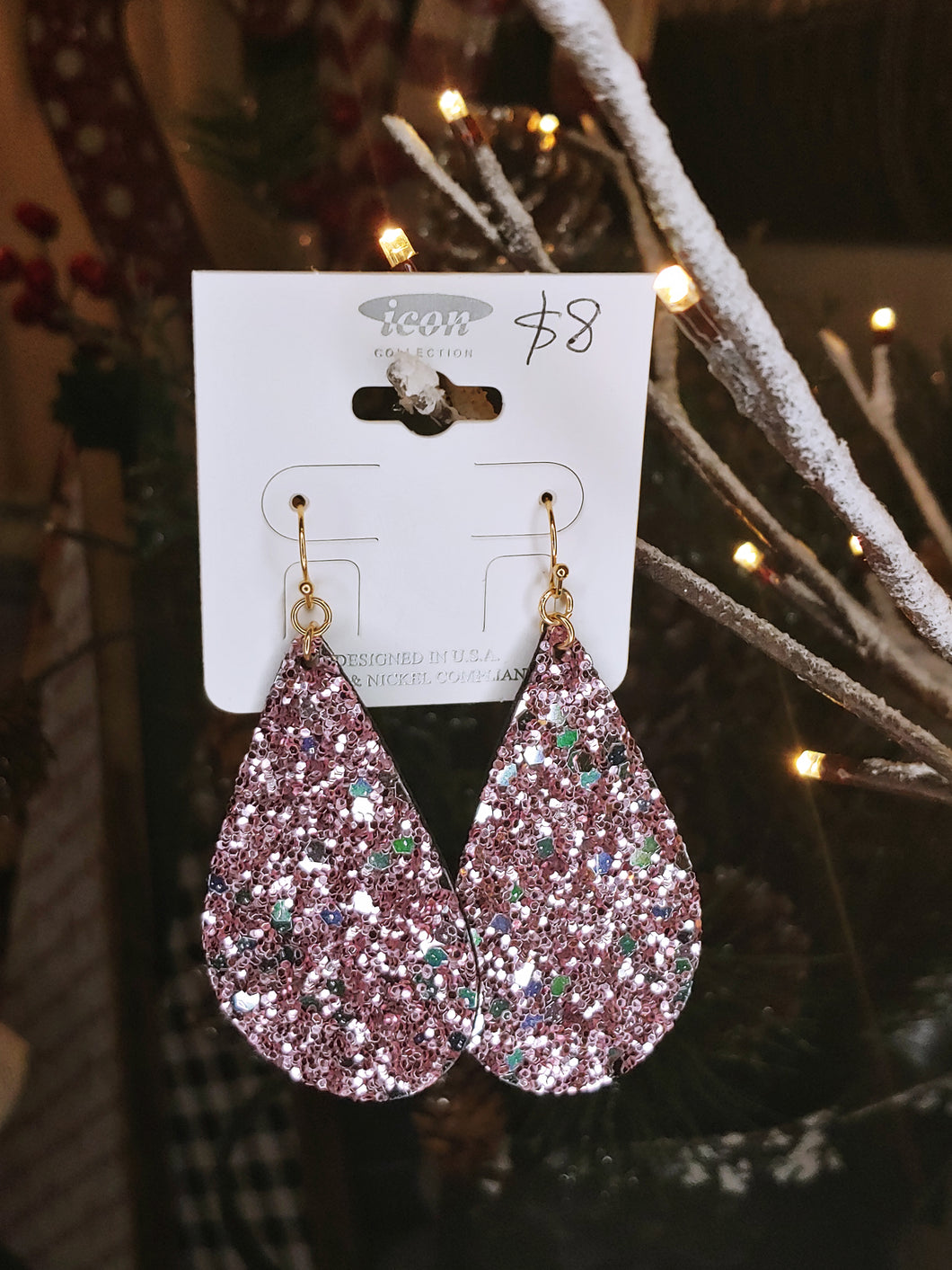 Lilac Glitter Faux Leather earrings