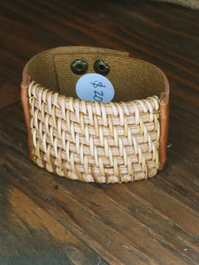 Leather & Rattan Cuff bracelet