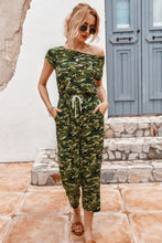 Load image into Gallery viewer, Camouflage Drawstring Crop Leg Jumpsuit