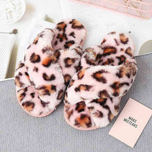 Load image into Gallery viewer, Faux Fur Crisscross Strap Slippers