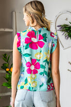 Load image into Gallery viewer, Floral Print Ruffle Shoulder Blouse