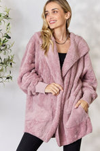 Load image into Gallery viewer, H&amp;T Faux Fur Open Front Hooded Jacket