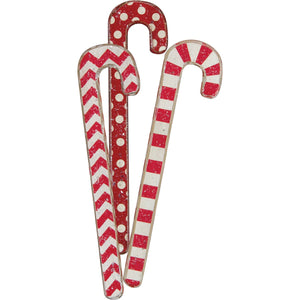 Wood Red Candy Canes Set