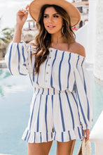 Load image into Gallery viewer, Striped Off Shoulder Smocked Romper