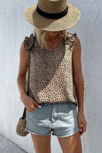 Load image into Gallery viewer, Leopard Frill Trim V-Neck Tank