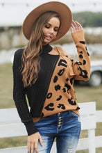 Load image into Gallery viewer, Leopard  Block Turtleneck Sweater