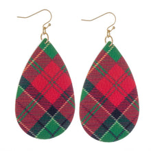 Load image into Gallery viewer, Faux Leather Christmas Teardrop Earrings