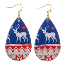 Load image into Gallery viewer, Faux Leather Christmas Teardrop Earrings